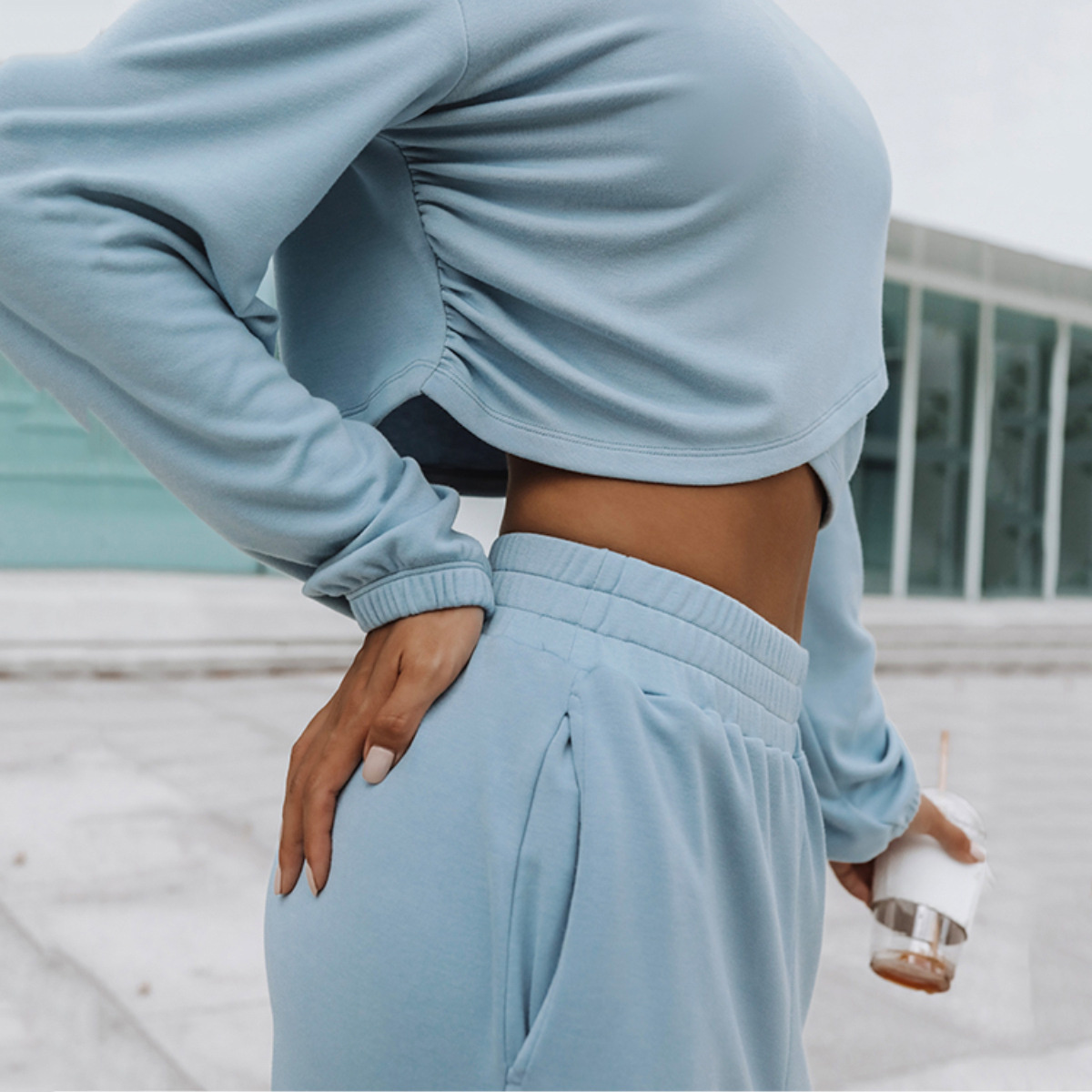 new Free shipping designer hoodie for women Sports fashion casual minimalist hooded sweatshirt set two-piece set