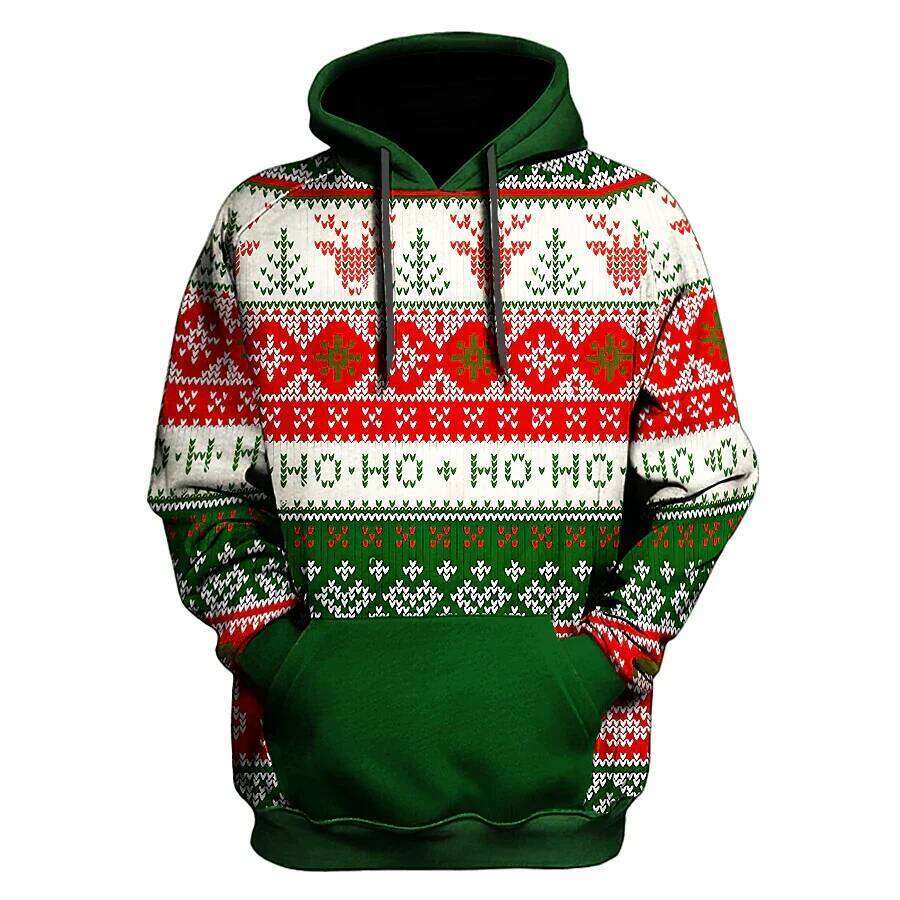 2024 Classic Fashion Christmas Hoodie 3D Printed Pattern Sportswear Casual Street Retro Haruku Men's Clothing Tops