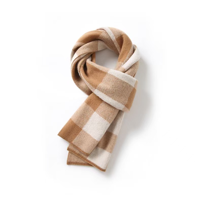 K1402 Long scarf winter high-end gift jacquard plaid business warm knitted neck wool scarf men