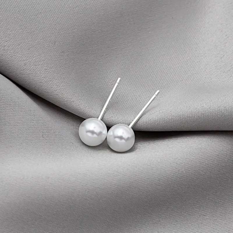 925 Silver Needle Simple Exquisite White Pearl Stud Earrings For Women Girls Minimalist Ear Jewelry Gifts Size 3/6/8/10mm XJ250718