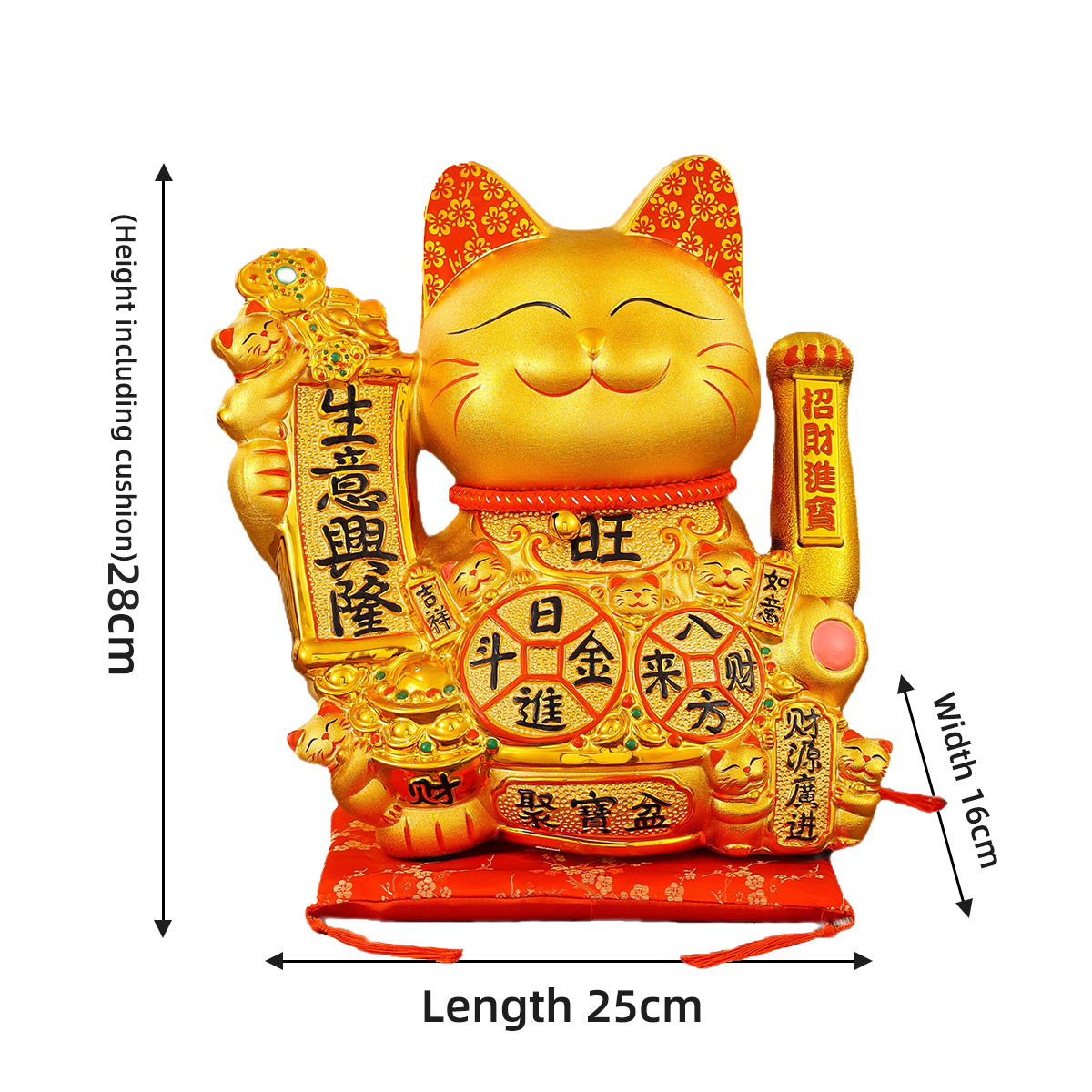 Ceramic Animated Cat Statue Contemporary Indoor Decoration with Good Fortune Theme symbolizes wealth