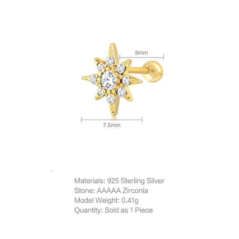 925 Sterling Silver Dainty Piercing Ear Lobe Stud Earring for Women Helix Rook Conch Tragus Flat Earring Sexy Jewelry 1pc XJ250718