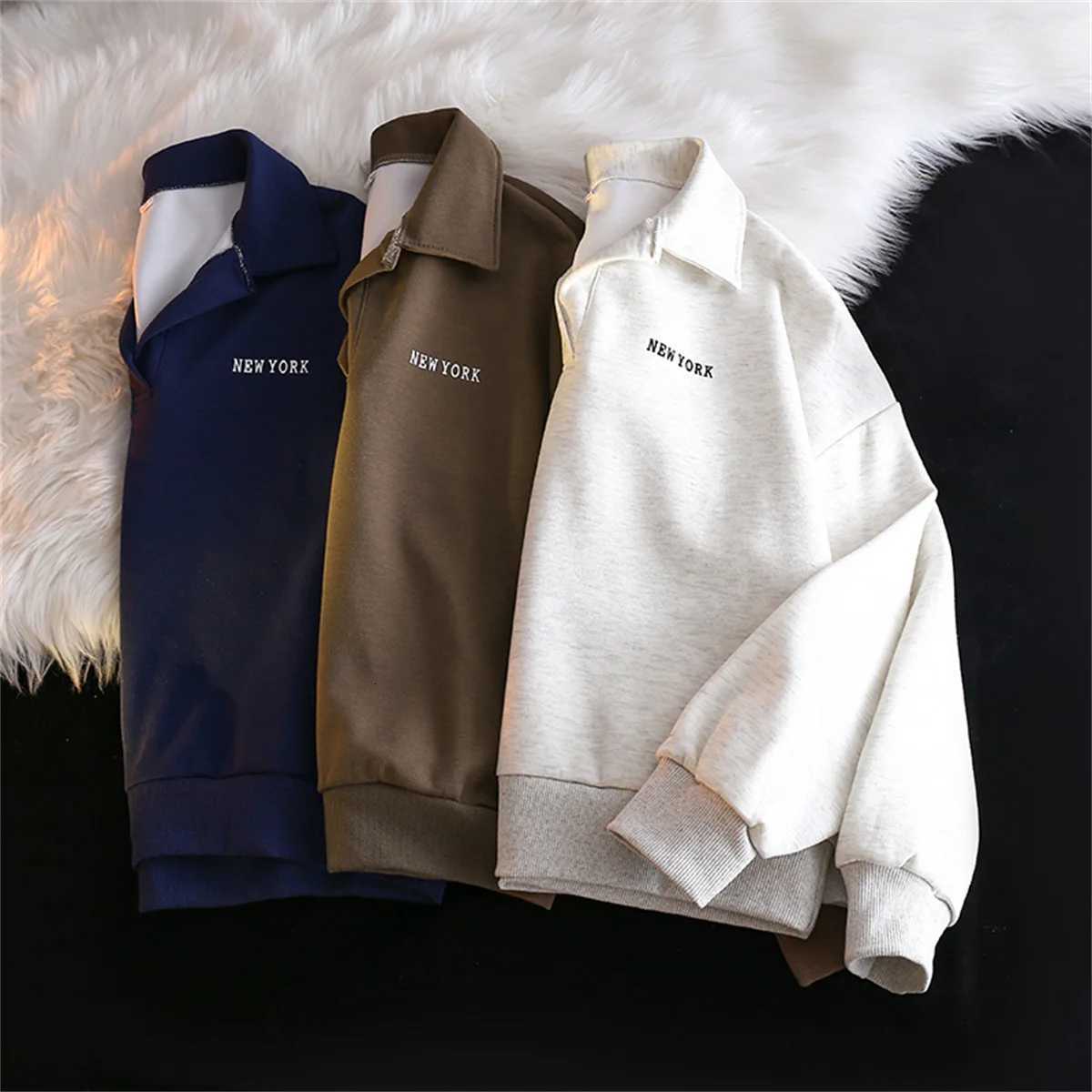 Fashion Vintage Neck Hoodies Women 2025 Autumn Winter New Long SLeeve Pullover Tops Chic Korean Streetwear Casual Loose Top Z250719