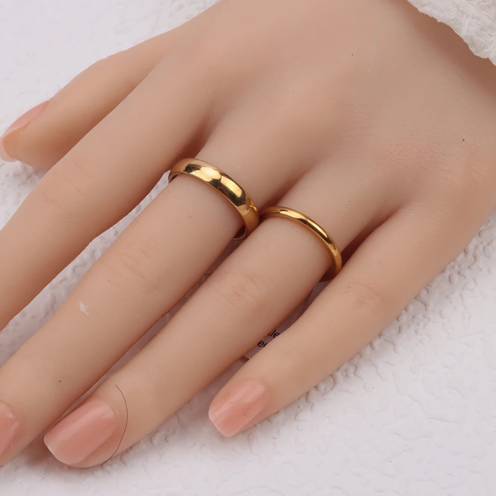 50Pcs/Lot Wholesale Smooth Stainless Steel Ring For Men Women Party Wedding Finger Jewelry Accessories Mix Width 2/4/6mm 250716