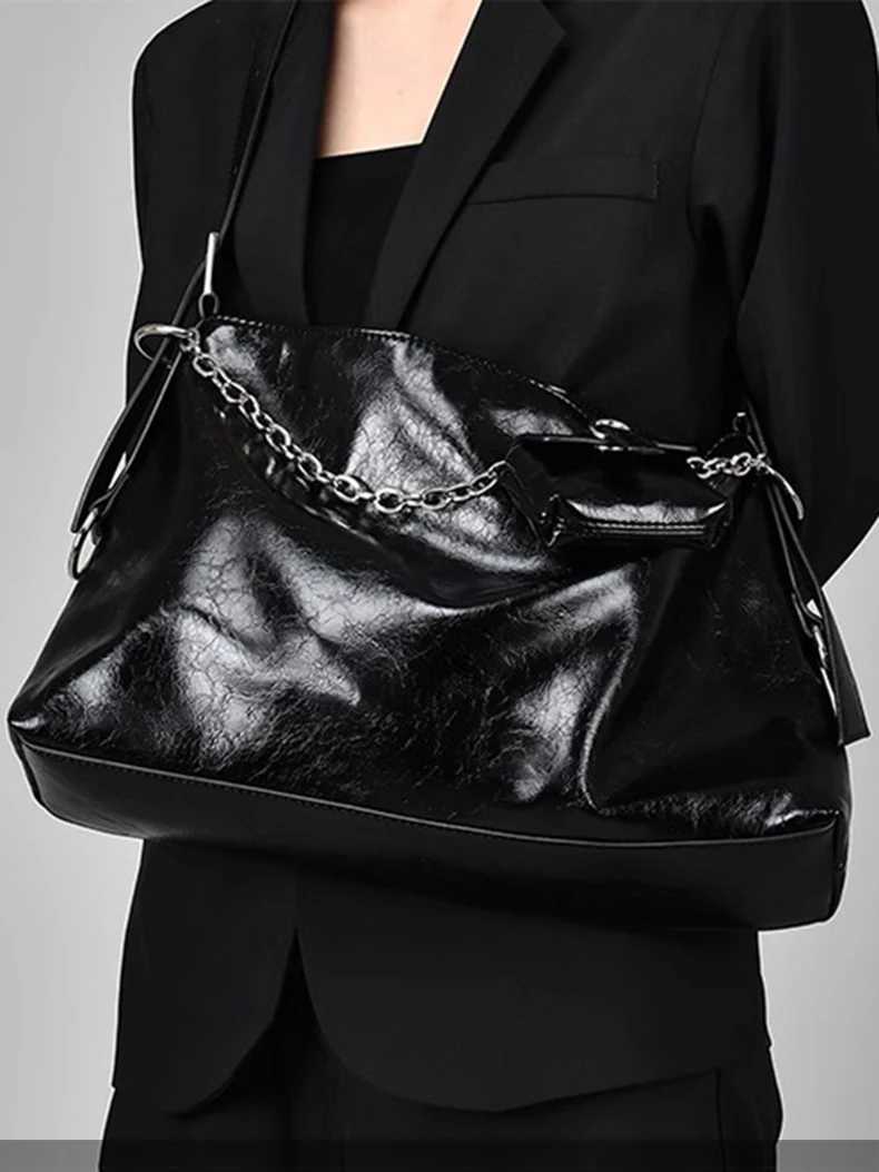 Fi Motorcyclist Fems Sahel Tote Bag with Coin Purse Sier Soft PU Leather Capacity Underarm Bags Wens Shoulder Bag Y250718