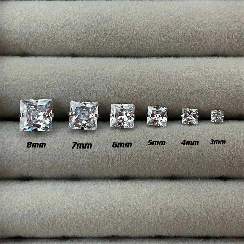 1PCS Classical Shiny Square Zircon Stainless Steel 1.2MM Ball Screw Earrings Ear Bone Nail Piercing Body Jewelry XJ250718