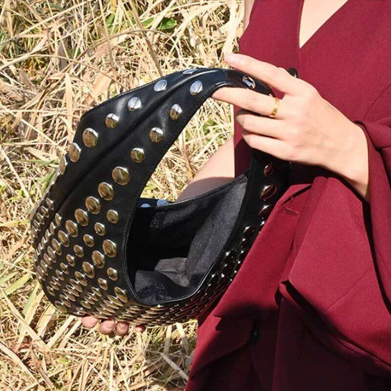 2025 New Rivet Women's Fashion Shoulder y2k Commuting Bucket Armpit Bag Handbag