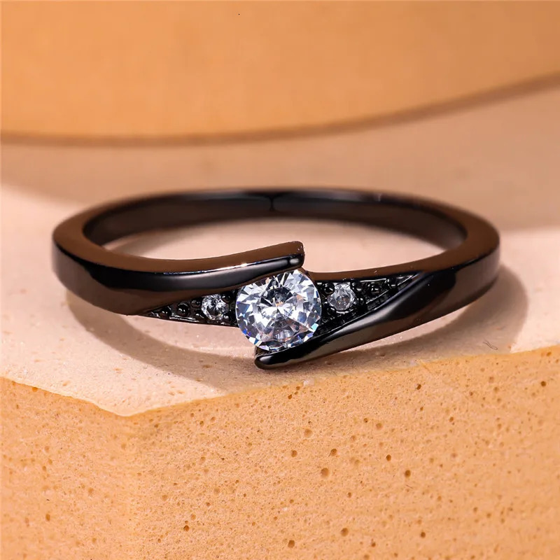 Cute Female Small Zircon Stone Engagement Ring Vintage Yellow Gold Color Wedding Jewelry For Women 250715