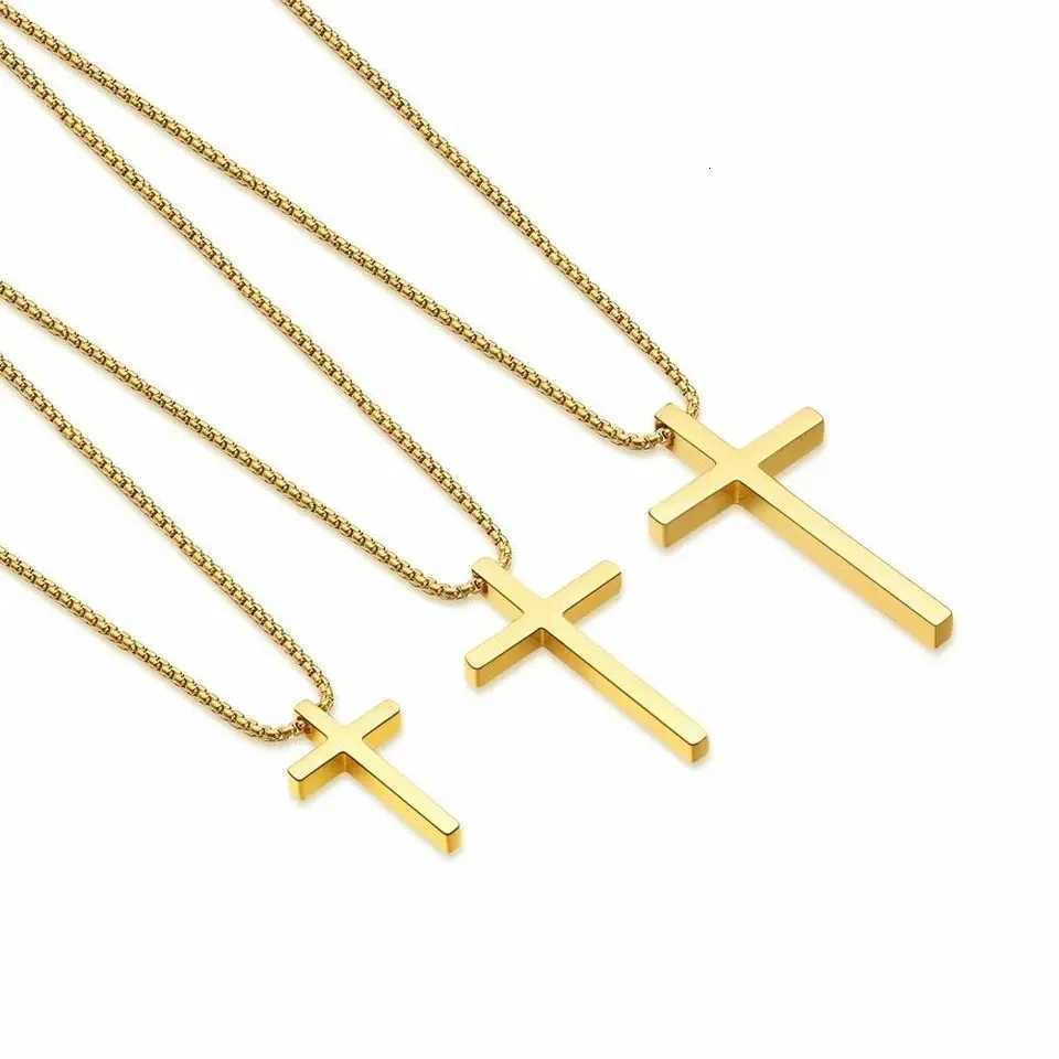 Stainless Steel Cross Crucifix Necklace For Men With Pendant Chain Prayer Religious Metal Jewelry W250718