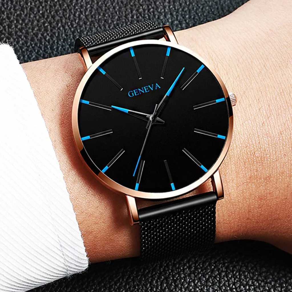 Minimalist Mens Fashion Ultra Thin Watches Simple Men Business Stainless Steel Mesh Belt Quartz Wrist Watch Relogio Masculino W250718