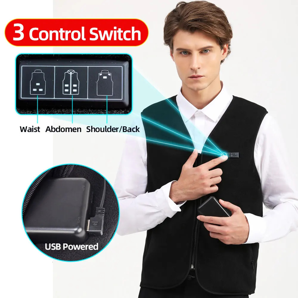 10 Areas Heated Vest Men Women Usb Electric Self Heating Vest Warming Waistcoat Heated Jacket Washable Thermal Heated Clothes 250716