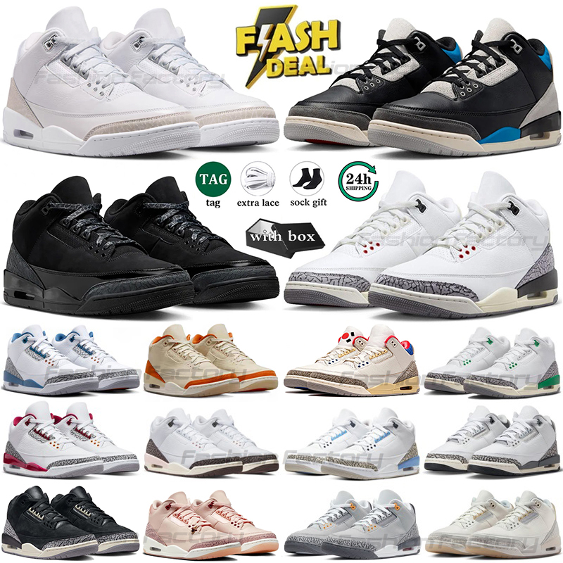 Basketball Shoes 3 Black Cat Green Glow 3s Pine Green White Cement Cardinal Red Racer Blue Dark Midnight Navy Mens Women Outdoor Trainers Sneaker