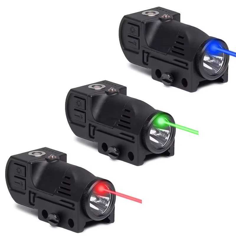 Tactical Flashlight Laser D Combo 400 Lumens Red/Green/Blue Rechargeable Richfir Flashlight 20mm Picatinny Rail XJ250718