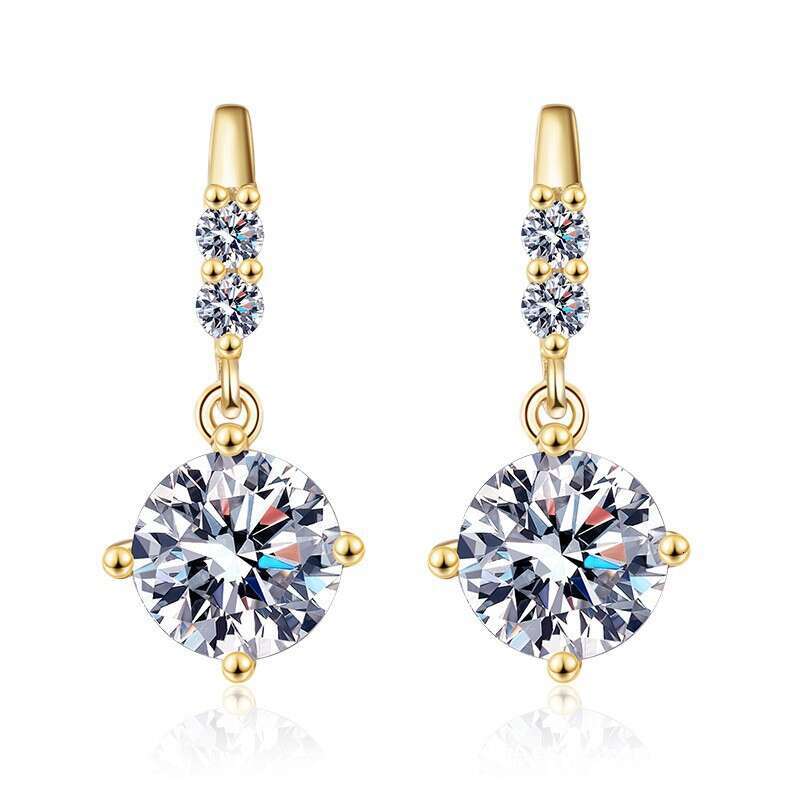 1 Carat Moissanite Sterling Sier Exquisite Tassel Dynamic High-end Earrings for Women d2b
