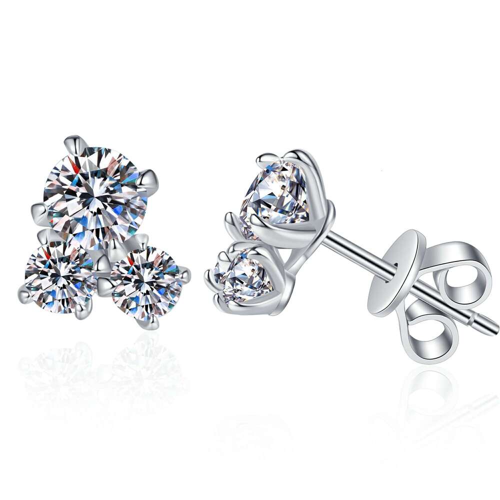 D Color Moissanite S Sterling Sier Stud Exquisite Korean Style Irregular Earrings for Women c2f