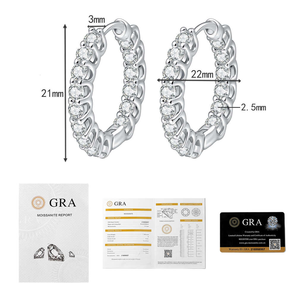 Full Dia Stud Internet Celebrity S Pure Sier Earrings Personality Versatile High-end Moissanite 5c5