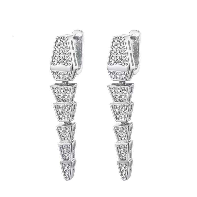 New Creative Personality High-end Design Copper Inlaid Zircon Snake Series Earrings Exquisite Light Temperament Simple Women