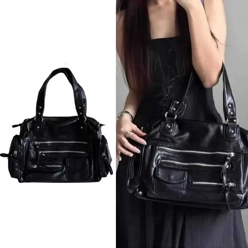 Vintage Punk Wen Tote Bags 2025 Trend Large Capacity Crossbody Shoulder Bags Women Moto Style Multi Pockets Cute Bag Y250718