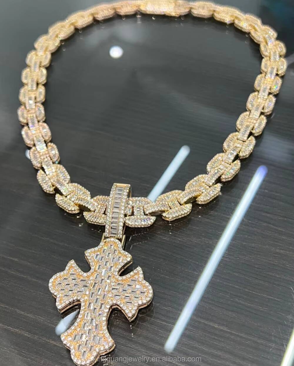 Matching Popular Cross Pendant Pass Diamond test baguette Moissanite Solid Silver Pendant Custom Prayer Pendants Jewelry