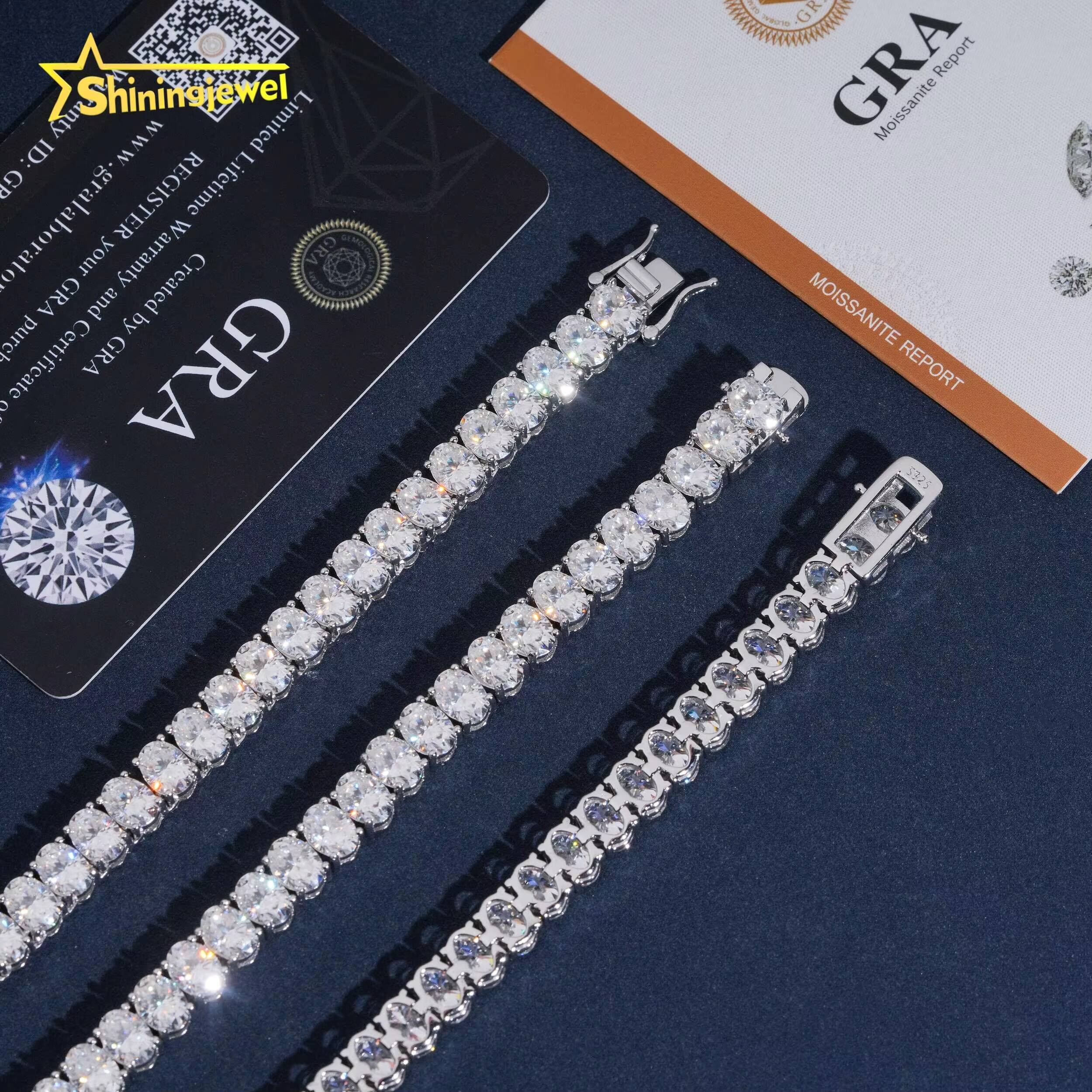 New Fashion Iced Out Oval Tennis Chain 925 Silver Moissanite Diamond 5*7mm 1Carat Tennis Necklace Pass Diamond Tester