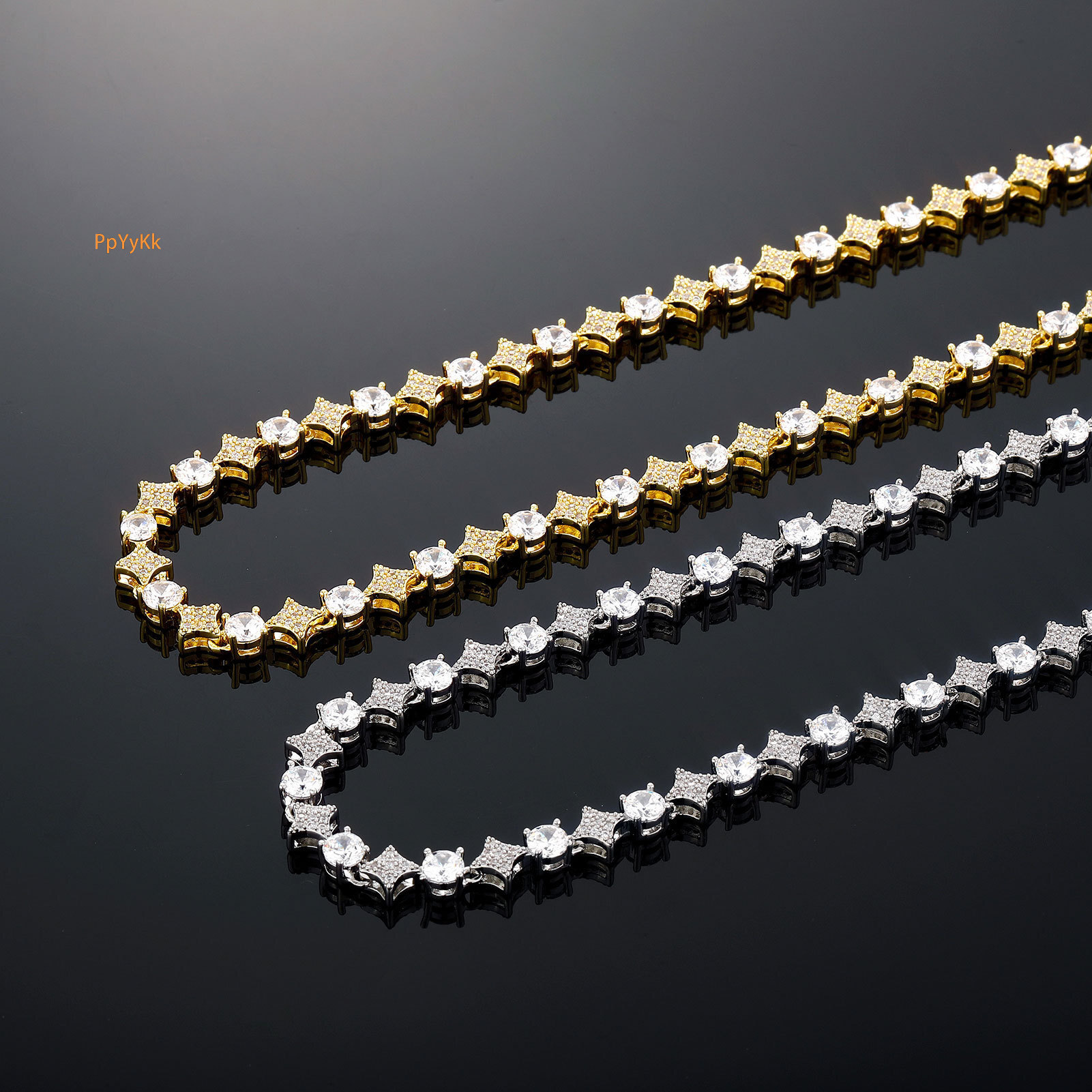 4mm 6mm Iced out Star Studded Hip Hop Tennis Chain Necklace 8mm Luxury Moissanite Starburst Bracelet Anklet Bling Bling Jewelry