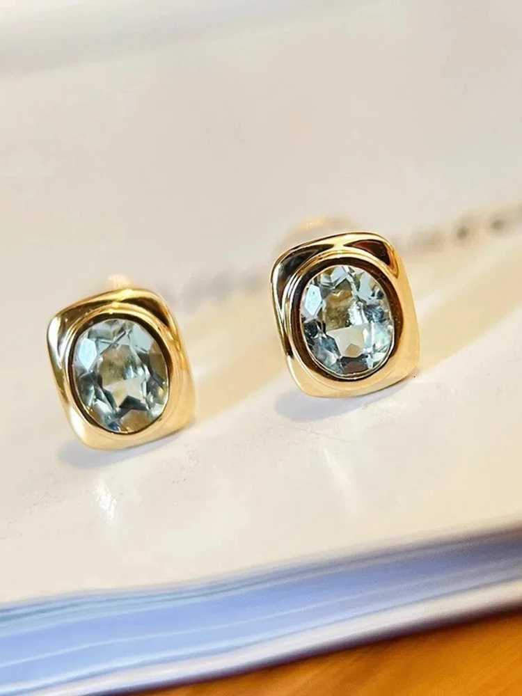 925 Sterling Silver Womens Stud Earrings Aqua Blue Zircon Square Earrings New Earrings Jewelry Daily Wear Holiday Party Gifts XJ250718