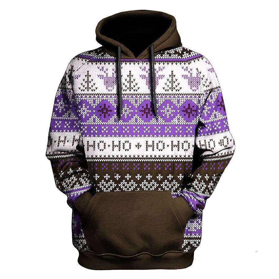 2024 Classic Fashion Christmas Hoodie 3D Printed Pattern Sportswear Casual Street Retro Haruku Men's Clothing Tops