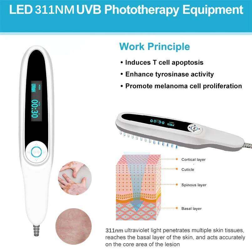 Professional 311nm UVB Narrow Band Phototherapy Lamp, Portable Home Use Light Therapy Equipment for Skin Treatment