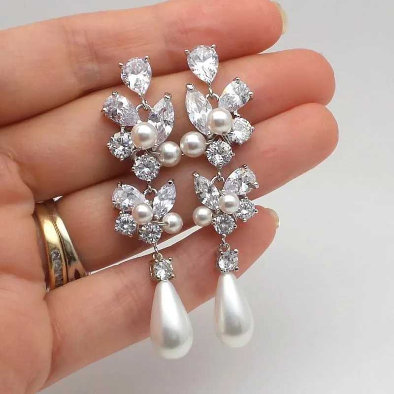 8Aesthetic Bridal Imitation Pearl Dangle Earrings Luxury Trendy Engagement Wedding Ear Accessories for Women Newly Jewelry XJ250718