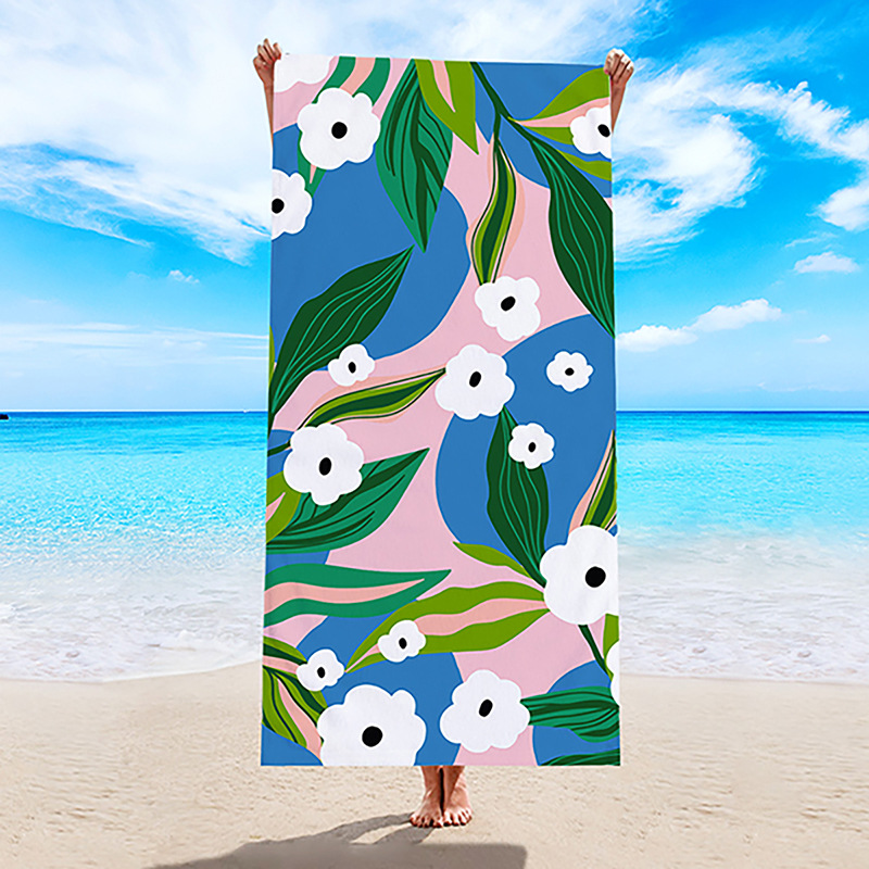 3 pieces Summer new microfiber double terry cloth beach towel, printed beach towel swimming sunscreen shawl wholesale