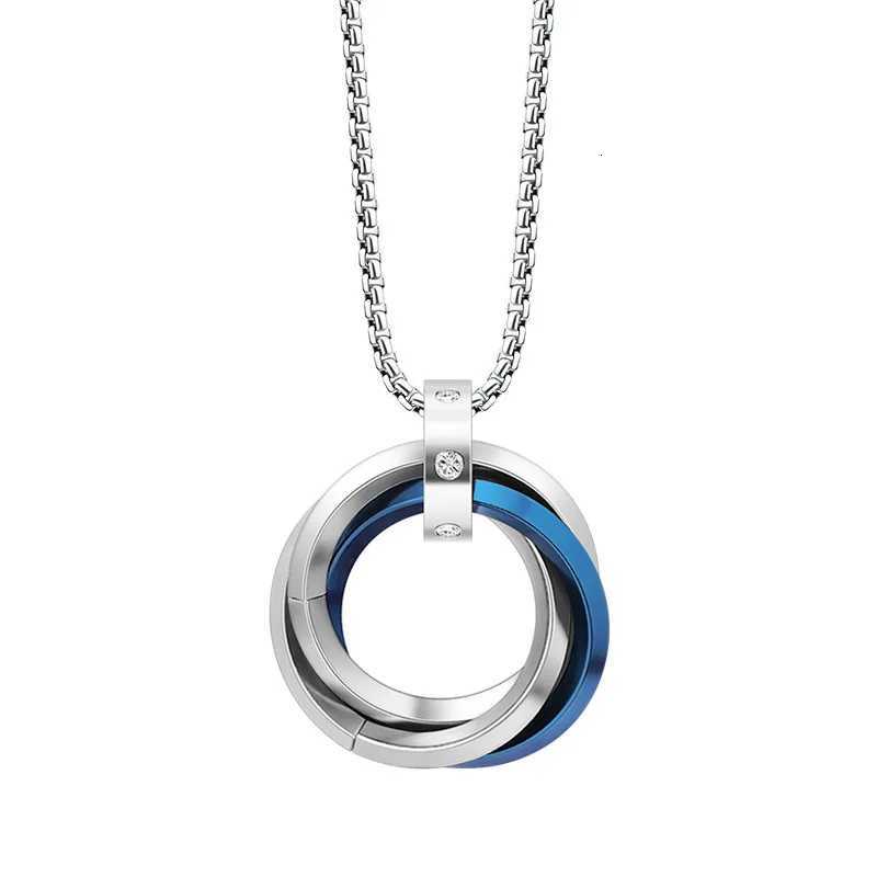 Stylish Three Ring Necklace for Men Boys Interlocking Titanium Steel Necklace Gift for Husband Father Son BBF W250718