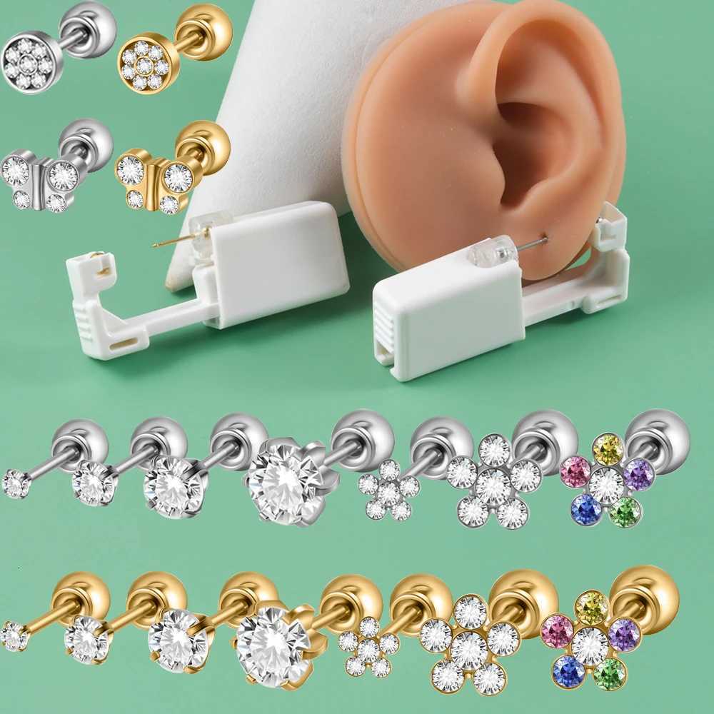 1pc Disposable Sterile Ear Piercing Unit Ear Tragus Piercing Gun Home Use NO PAIN Piercing Tool Machine Kit Stud with Safe Ball XJ250718