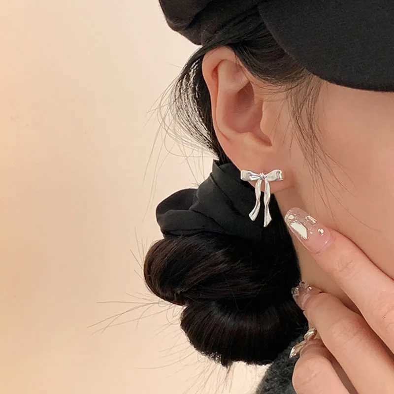 925 Sterling Silver Stud Earrings Elegant Bow Knot Simple Earrings for Girls Fashion Cute Jewelry Piercing Ear Fine Jewelry Women Accessories XJ250718