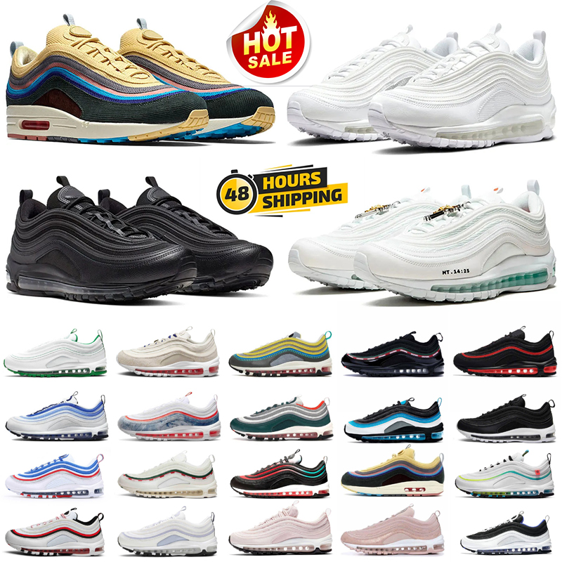 97 97s Sports Shoes Trainers Jesus Satan Futura Triple Black White silver Cream Olive Volt Crucifix Bred Sail Aurora Green Gym Mens Women Running Sneakers 36-45