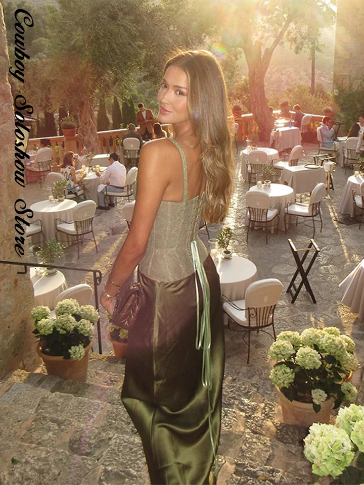 Elegant Fishbone Top Long Skirt Set Women Slim Sling Lace Bandage Top Hip Package Long Skirts Summer Beach Party Lady Suit 250714