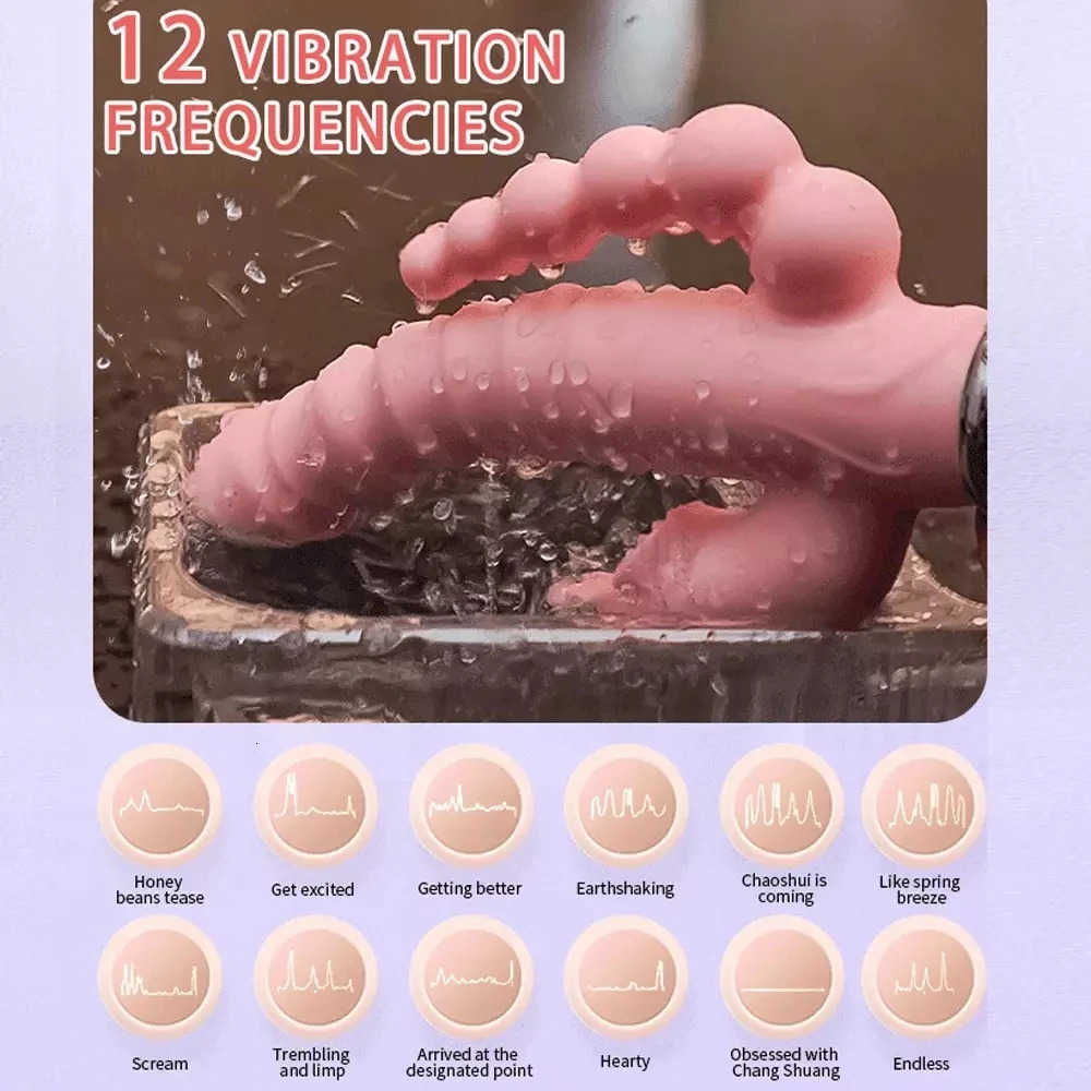 3 In 1 LicklIp Dildo Rabbit Vibrator Tongue Licking Double Rod Masturbation Anal Clit Vibrator Sex Toys for Women M250719