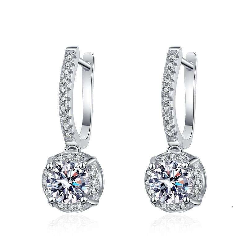 Sterling Sier Studs High-End Jewelry One Carat D Color Moissanite Earrings be8