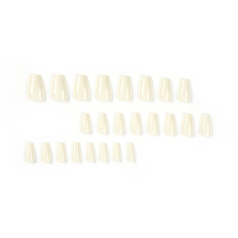 Cream White Short Ballet Nail Stickers - Armor Design for Professional Nail Art