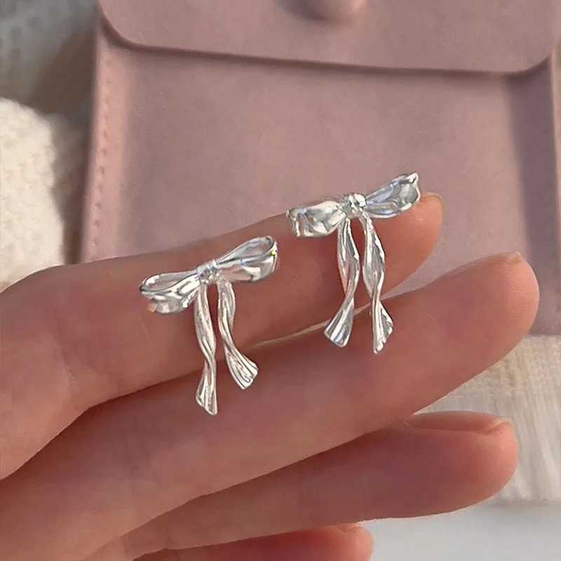 925 Sterling Silver Stud Earrings Elegant Bow Knot Simple Earrings for Girls Fashion Cute Jewelry Piercing Ear Fine Jewelry Women Accessories XJ250718