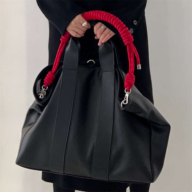 Thick Woven Rope Strap Tote New Women S Commuter Handbag Large Capacity Vintage Soft Leather Shoulder Bag