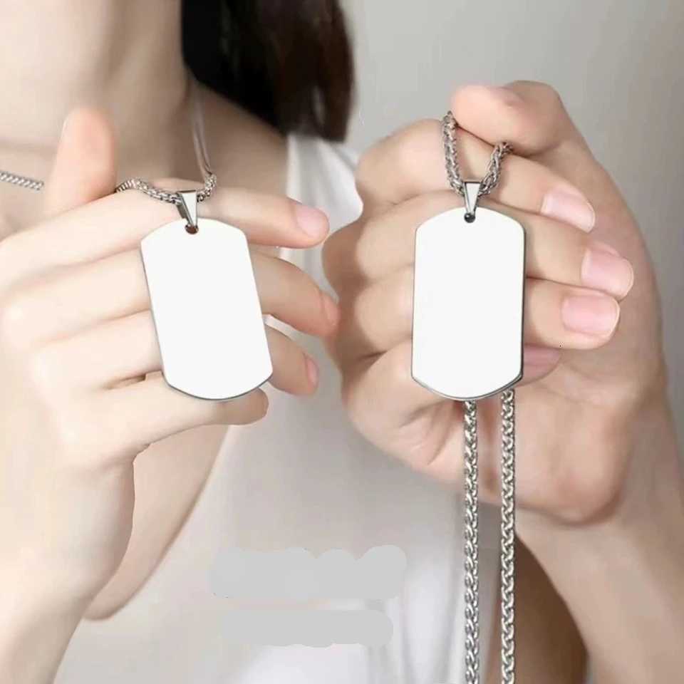 22*39mm Tag Necklace For Men Military Army Nameplate Blank Pendant Mirror Polished Stainless Steel Jewelry Accessories 10Pcs W250718