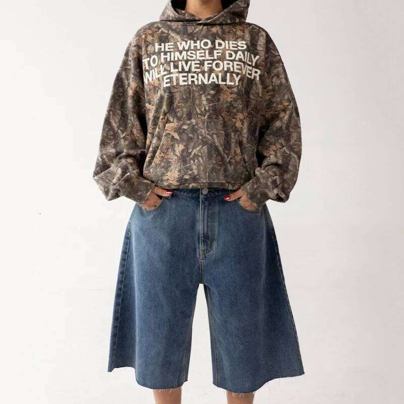 Y2K Haruku hoodies Oversized camouflage pattern Hip hop retro soft warm hooded sweatshirt fashionable men women street wear