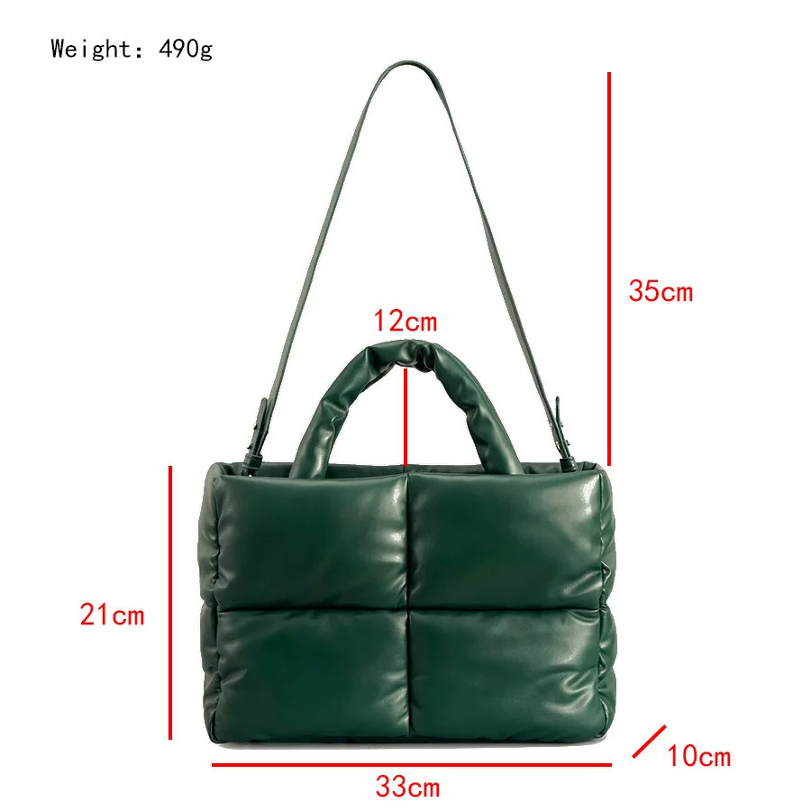 Fashion Leather Padded Tote Bag for Women er Quilted Handbags Soft Pu Shoulder Bags Down Cotton Winter Bag Big 250717