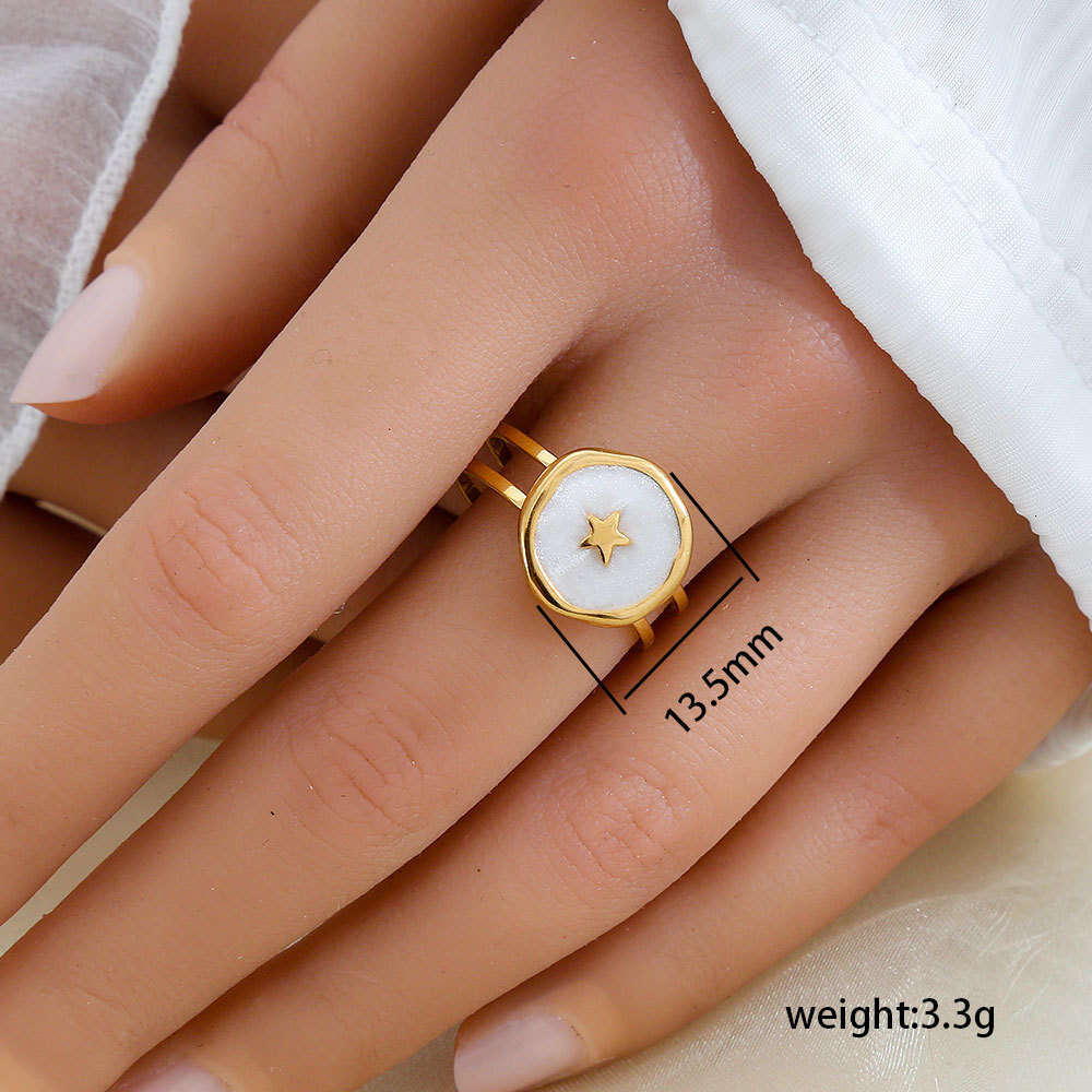 Fashionable and Elegant Versatile Colorful Oil-Drip Stainless Gold-Plated Adjustable Open Titanium Steel Non-Fading Ring for Women
