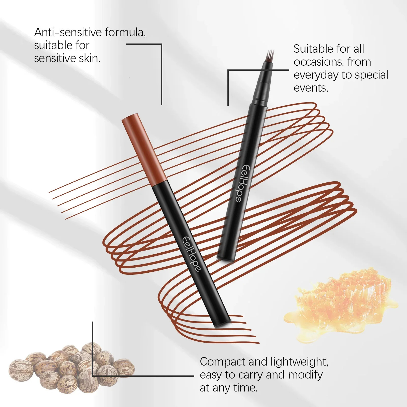 4 Forks Eyebrow Pencil Long Lasting Waterproof No Creasing No Separation Natural Black Dark Brown Liquid Eye Brows Pen 3PCS/SET 250712