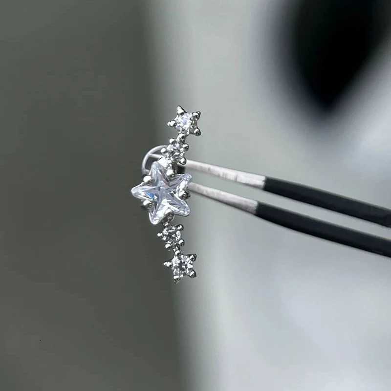 1pcs Quality Shiny Zircon Arc Shaped Cochlear Ear Bone Nail 316L Stainless Steel Earring for Women Waterproof Hypoallergenic XJ250718