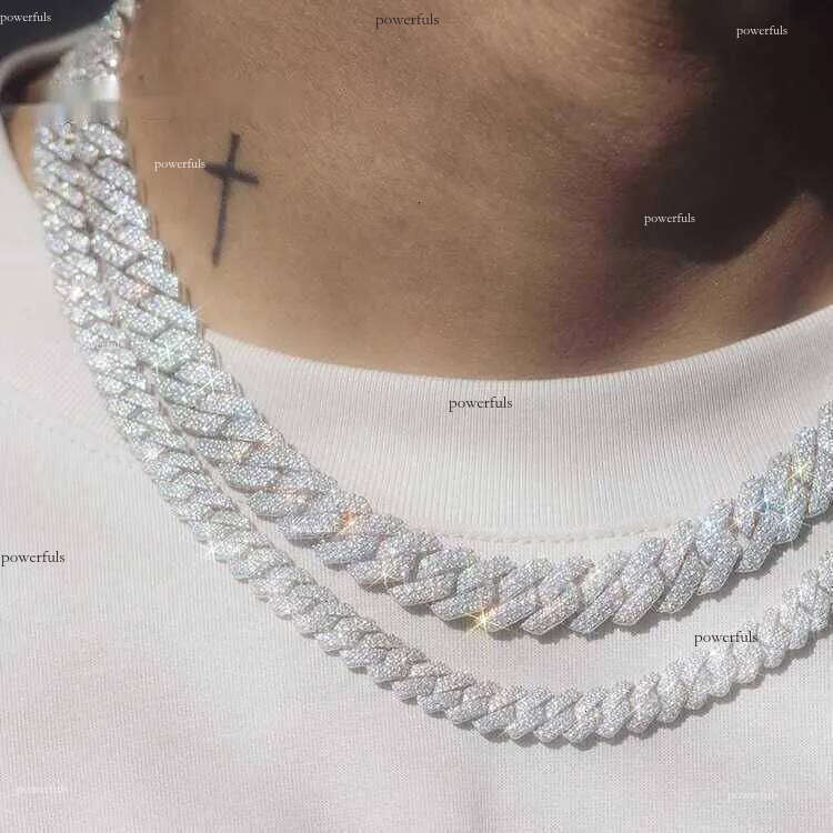 2025 Yu ying Pass test 8-14mm Wide GRA Moissanite dia gold Sterling Sier Cuban link chain for Men Hip Hop Necklace