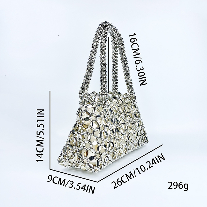 Woven Bag For Women Korean Style Handbag Shining Hollow Design Large Capacity Underarm Bag