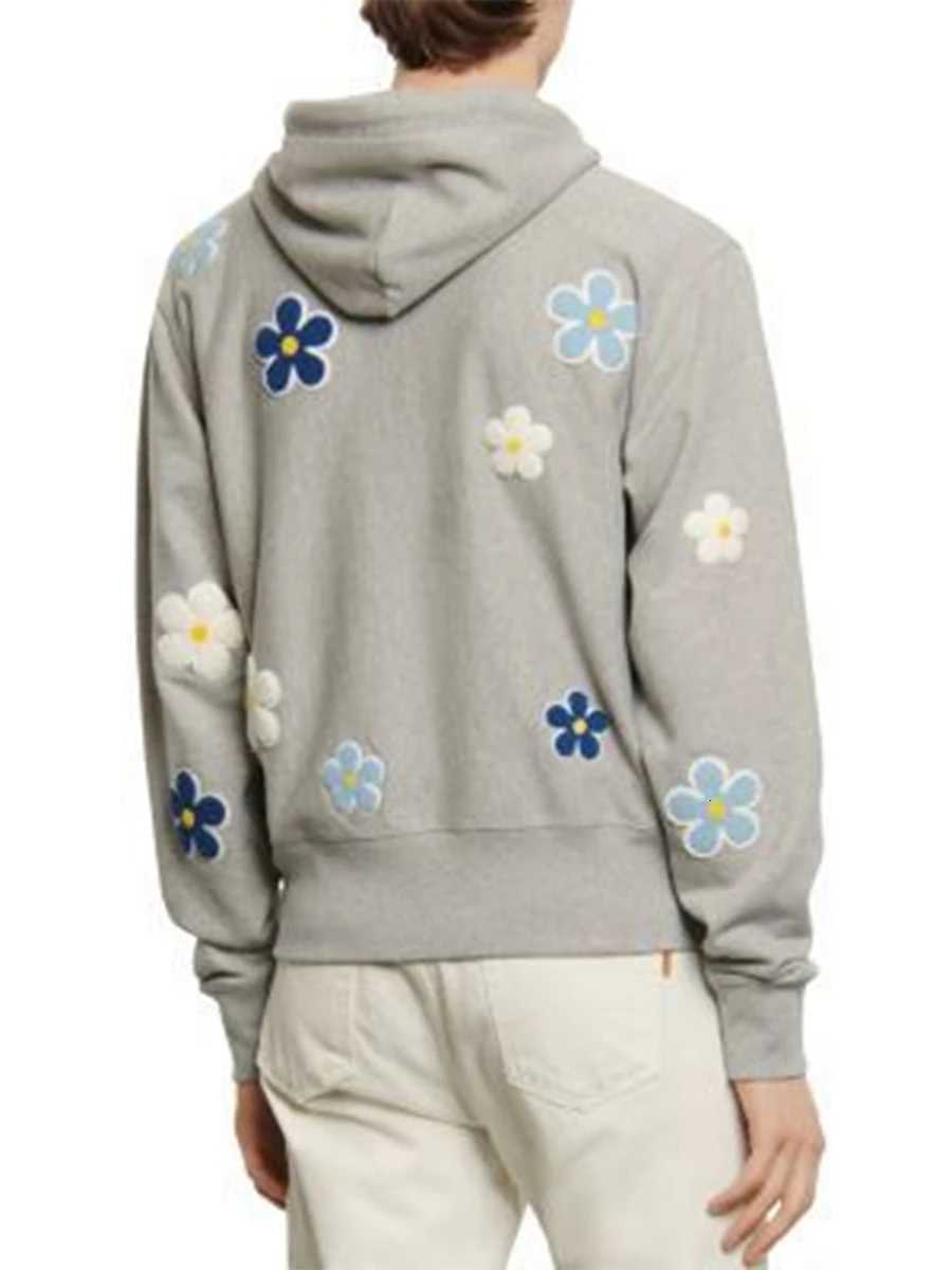 Women s Floral Embroidery Hoodie Long Sleeve Hood Sweatshirt with Front Pocket Z250719