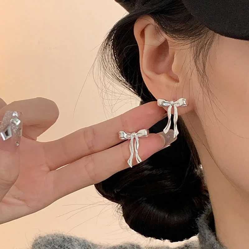 925 Sterling Silver Stud Earrings Elegant Bow Knot Simple Earrings for Girls Fashion Cute Jewelry Piercing Ear Fine Jewelry Women Accessories XJ250718